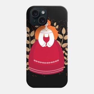 Slavic girl in a folk dress Phone Case