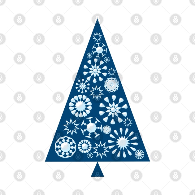 Pine Tree Snowflakes - Blue by Anastasiya Malakhova