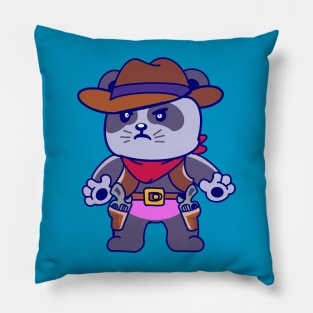 Hand Drawn Panda Boy With The Guns Pillow