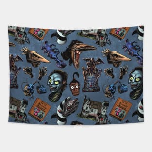 Beetlejuice - blue Pattern Tapestry