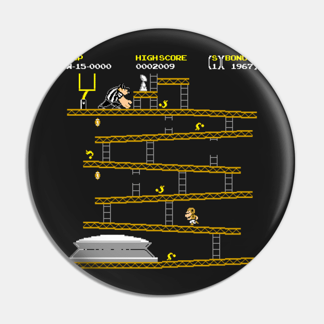 8 bit Black & Gold to the Bowl Pin by vilemedia