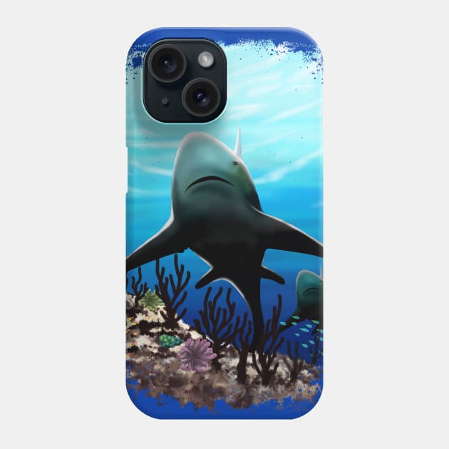 Great White Shark, from the Abyss of Soul Digital Painting Phone Case by BluedarkArt