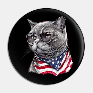 Independence Day Cat Pin