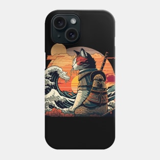 Samurai Cat vs The Great Wave Phone Case