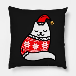 Cozy Christmas Sweater Kitten Pillow