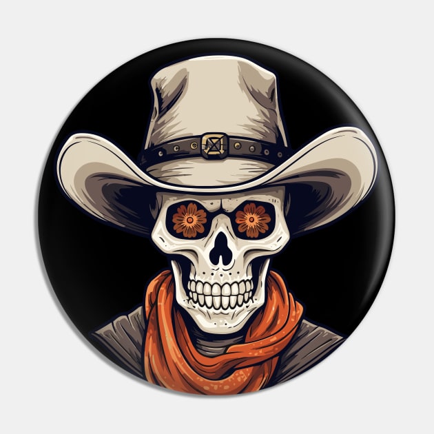 Halloween Cowboy Skeleton With Western Hat Wild West Pin by Piggy Boxer