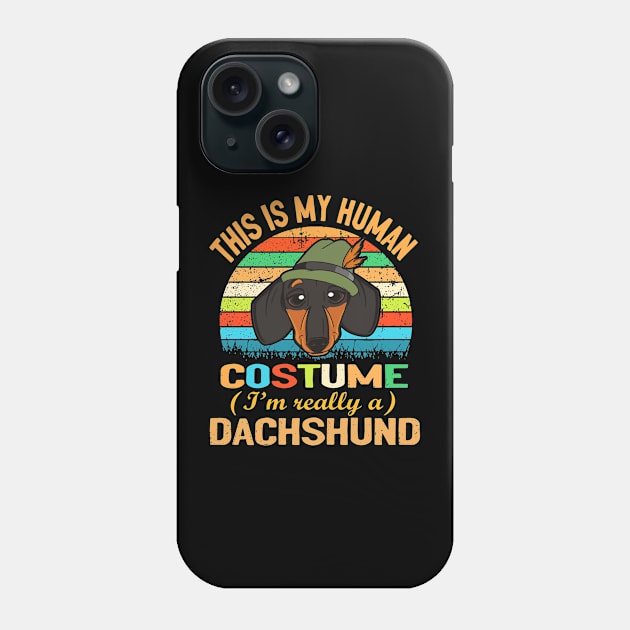 Retro Vintage Silhouette Dachshund Costume Phone Case by Adeliac