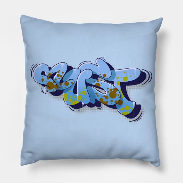 Rust Bugging Blues Pillow by 2wear Grafix