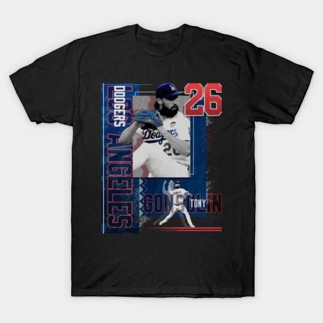 Tony Gonsolin Baseball Paper Poster Dodgers 2 - Tony Gonsolin - T-Shirt