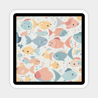 A Seamless Pattern of Adorable Pastel Fish Magnet