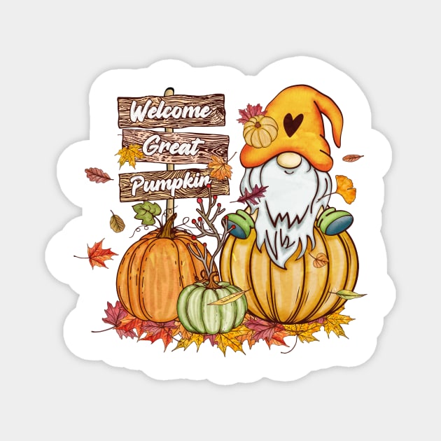 Gnomes Fall Sweatshirt, Cute Gnome Sweater, Welcome Great Pumpkin Shirt, Thankful Pumpkin Shirt, Thanksgiving Gnome Shirt, Vintage Gnome Tee Magnet by L3GENDS