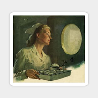 Vintage Science and Medicine, Nurse with Medical Tools on a Tray Magnet