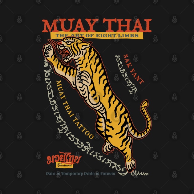 Vintage Tiger Muay Thai Tattoo by KewaleeTee