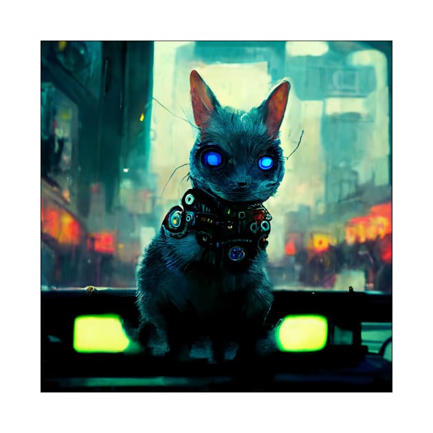 cat robot cyberpunk | Cat Gift T - Shirt T-Shirt by callejon