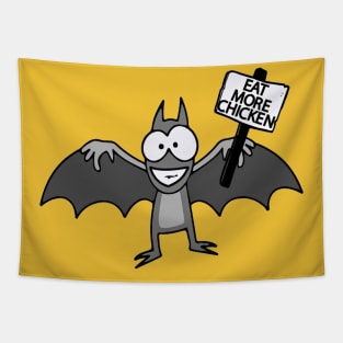 Eat more chicken with bat graphic Tapestry