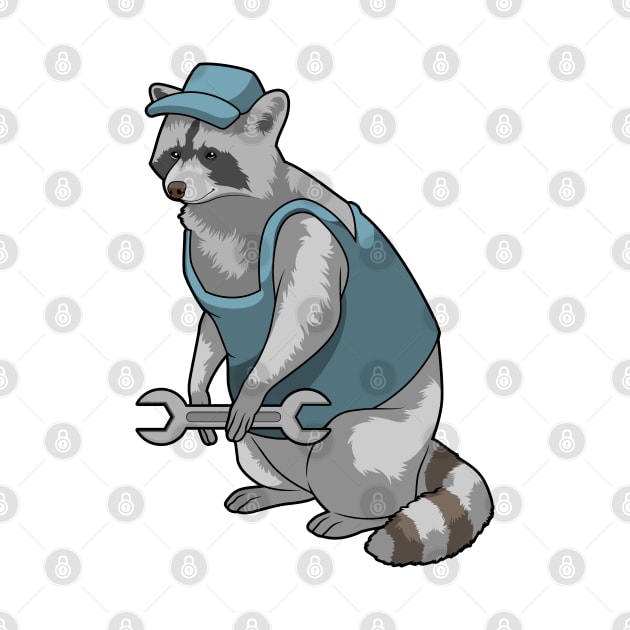 Racoon as Craftsman with Wrench by Markus Schnabel