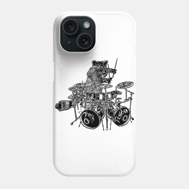 Trash panda drummer musician raccoon Phone Case by LastViewGallery