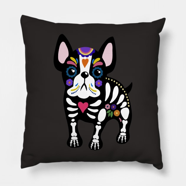 Day of the Dead- Pug Design Pillow by Bizzie Creations