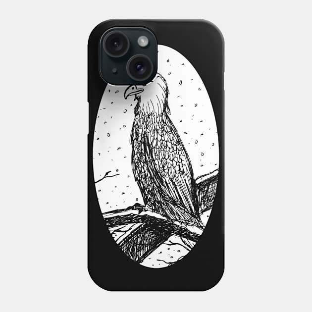 Eagle in Snow - Large Phone Case by Aeriskate