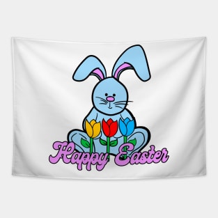 Happy Easter bunny with flowers Tapestry