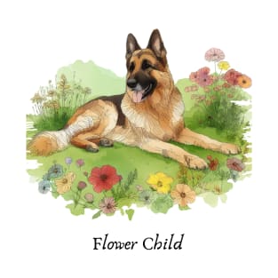 Flower Child - German Shepherd T-Shirt