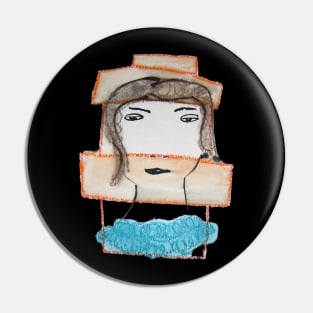 woman portrait design with hat Pin