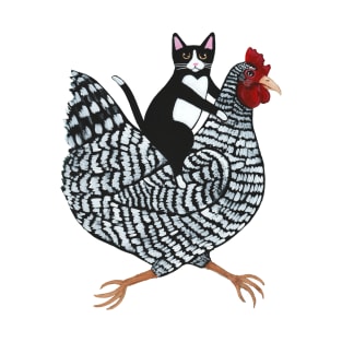 Tuxedo Cat on a Chicken T-Shirt