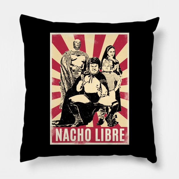 Retro Vintage Nacho Libre Family Pillow by Play And Create