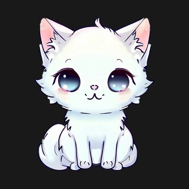 The Cute White Kitten by The Maple Latte Shop