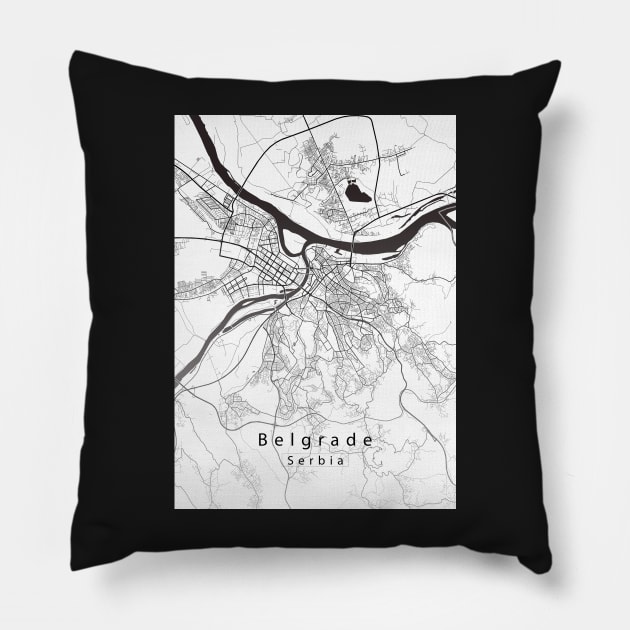 Belgrade Serbia City Map Pillow by Robin-Niemczyk