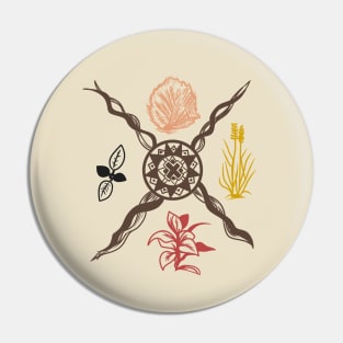 Native American Sacred Plant Colored Print Pin