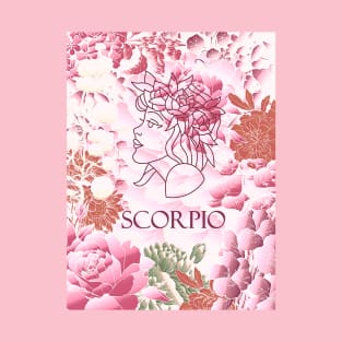 Scorpio Zodiac Vintage Pink Fantasy Design Horoscope Design T-Shirt