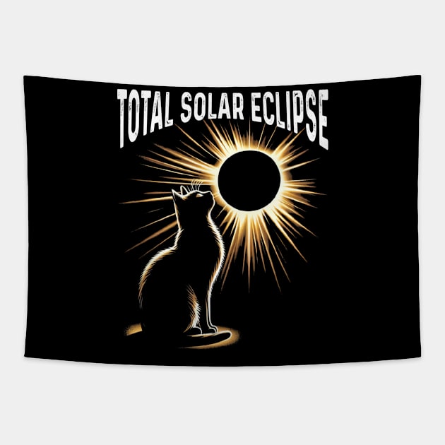 Solar Eclipse 2024 Shirt Total Eclipse April 8th 2024 Cat Tapestry by Peter smith