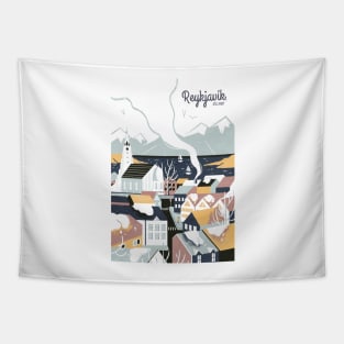 Reykjavik, Iceland, Travel poster Tapestry