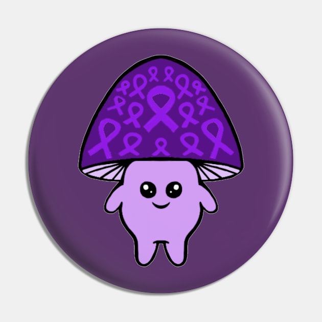 Purple Awareness Ribbon Mushroom Man Pin by CaitlynConnor