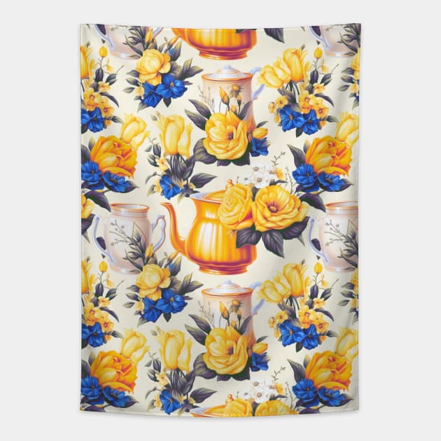 Tea time vintage Tapestry by Remotextiles