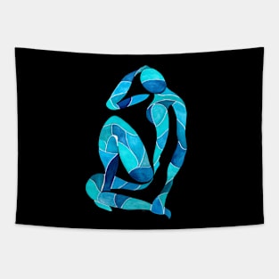 Female model in shades of blue Tapestry