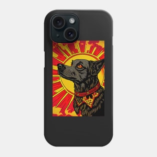 Cute dog in front of red and yellow sun Phone Case