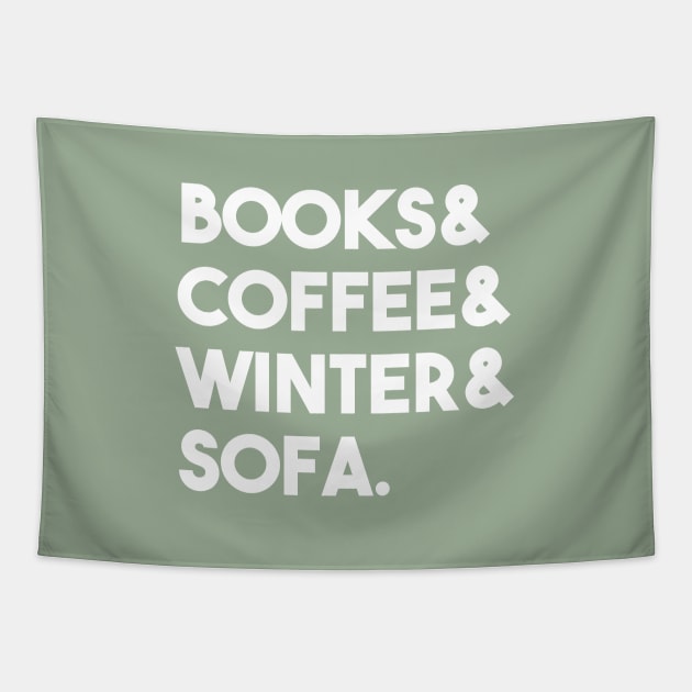 Books coffee winter sofa Tapestry by eveline