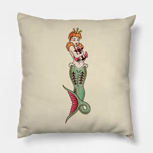 Vintage American Traditional Mermaid Pillow