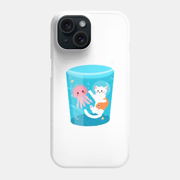 Cat in Water Space Phone Case by Grace Perdana Mulia