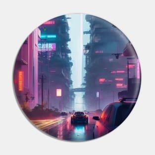 Abstract Cyberpunk City Pin