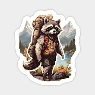 Raccoon Mountain hiking with backpack Magnet