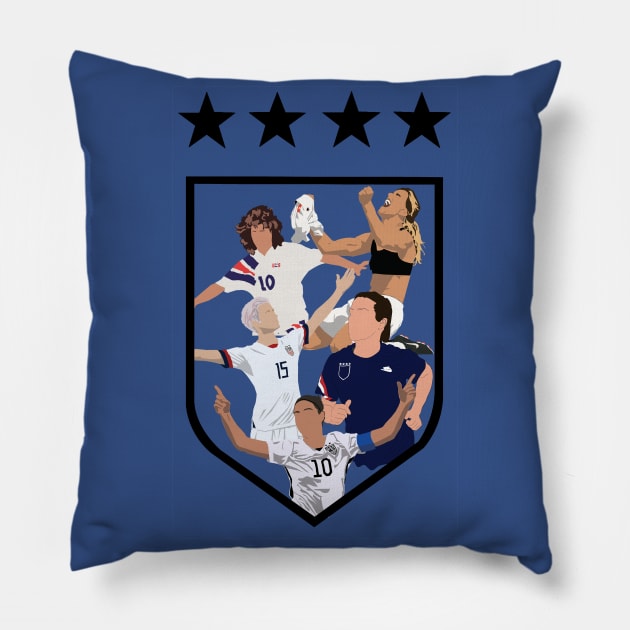 USWNT 4 Stars Equal Play Equal Pay Pillow by Hevding