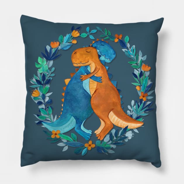 Dino Hugs Pillow by micklyn