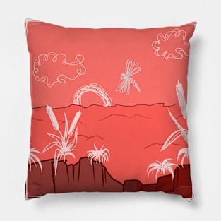 Maroon landscape Pillow