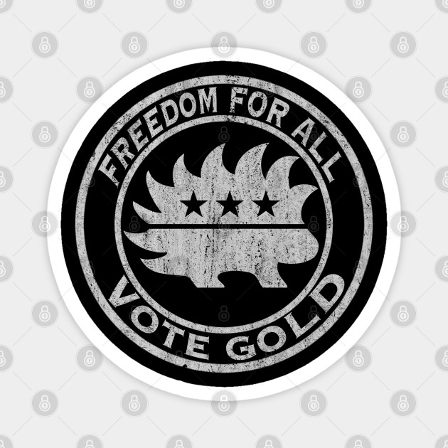 Libertarian Porcupine Freedom For All Vote Gold Logo White