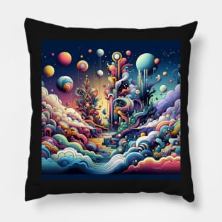 Dreamscapes Unbound: Surreal Fantasy Journey Pillow