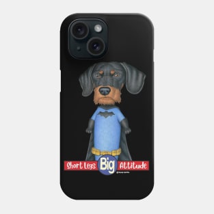 Awesome Doxie Dog on Black Dachshund Super Hero tee Phone Case