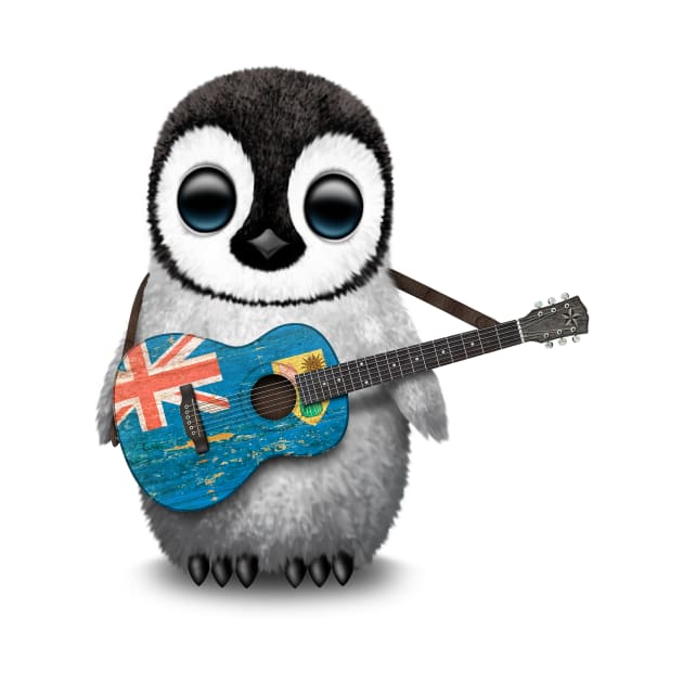 Baby Penguin Playing Turks and Caicos Flag Guitar by jeffbartels